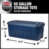 Rubbermaid Roughneck Tote 50 Gal, 2 Pack, Made in USA, Dark Indigo Metallic, Rugged Plastic Stackable Storage Bins with Lids and Handles view 2