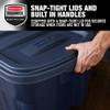 Rubbermaid Roughneck Tote 50 Gal, 2 Pack, Made in USA, Dark Indigo Metallic, Rugged Plastic Stackable Storage Bins with Lids and Handles view 3