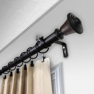 Berline 1" Single Curtain Rod 160-240 inch - Black