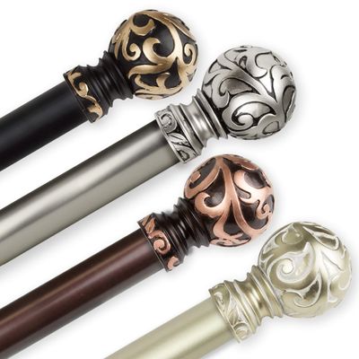 Camail 1" Single Curtain Rod 160-240 inch - Bronze