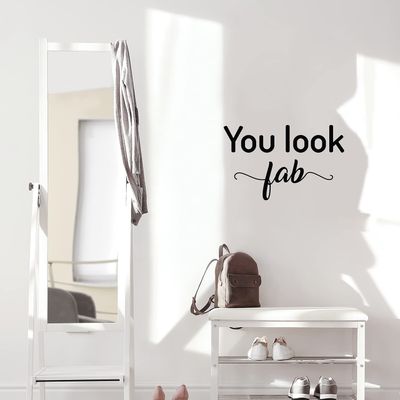Vinyl Wall Art Decal - You Look Fab - 15.6" x 25" - Modern Inspirational Positive Self Love Quote Sticker for Home Office Teen Bedroom Closet Store Mirror Decor (Black)