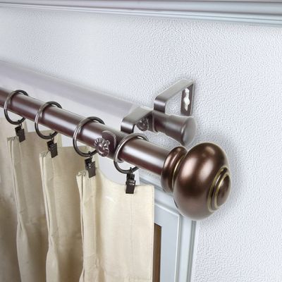 Carre 1" Double Curtain Rod 160-240 inch - Bronze