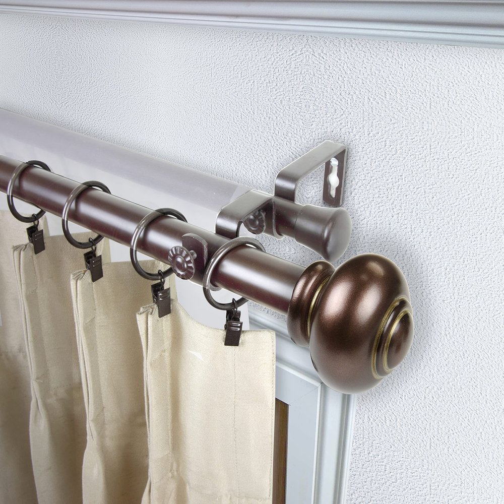 Carre 1" Double Curtain Rod 160-240 inch - Bronze