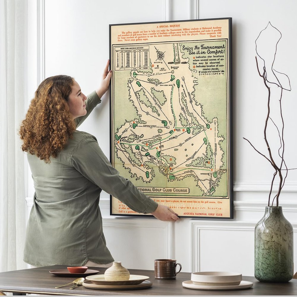 1954 Augusta National Golf Club Course - Golf Dcor Wall Art - 4th Day Broadside Fan Map - Masters Pairing/Start Time Sheet PGA - Artwork Print Gift (23"x31")