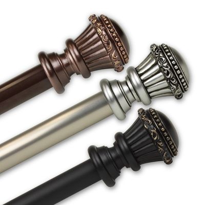 Bastia 1" Single Curtain Rod 160-240 inch - Black
