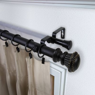 Bastia 1" Double Curtain Rod 160-240 inch - Black