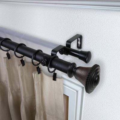 Berline 1" Double Curtain Rod 160-240 inch - Black