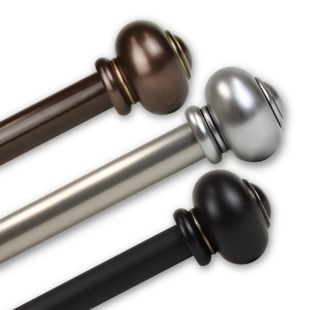 Carre 1" Single Curtain Rod 160-240 inch - Black