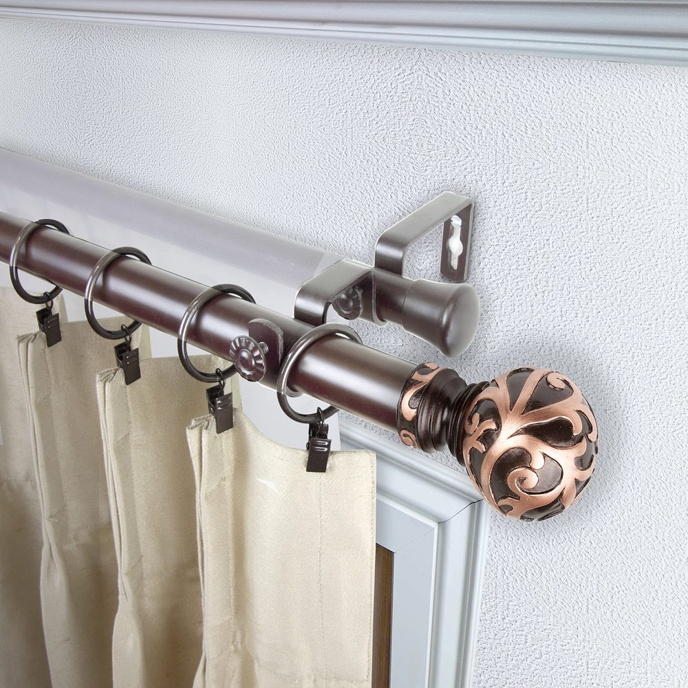 Camail 1" Double Curtain Rod 120-170 inch - Bronze