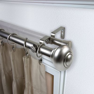 Carre 1" Double Curtain Rod 160-240 inch - Satin Nickel