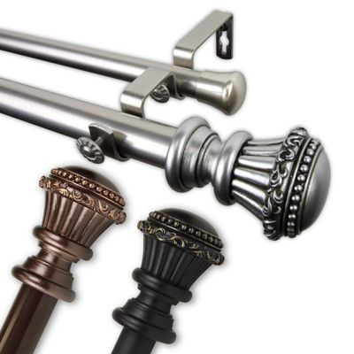 Bastia 1" Double Curtain Rod 120-170 inch - Bronze