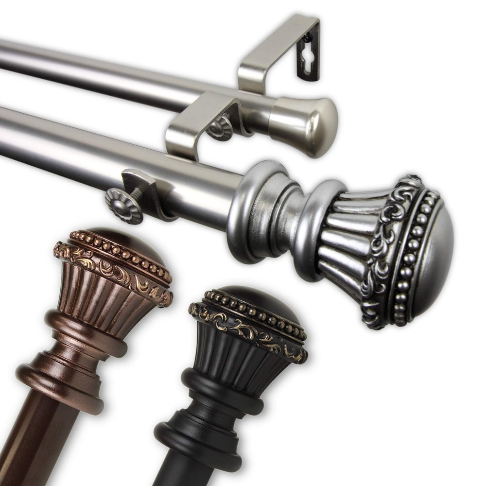 Bastia 1" Double Curtain Rod 120-170 inch - Bronze