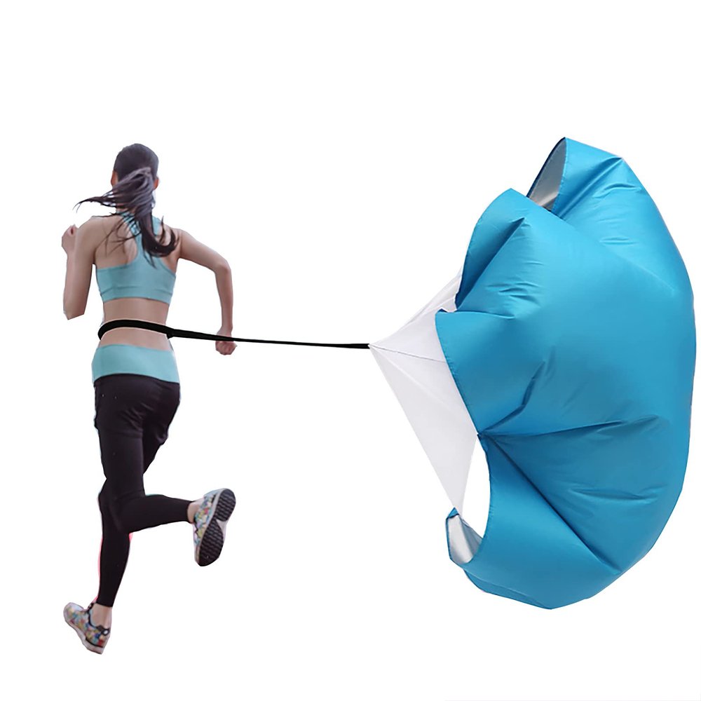 Resistance Parachute Running Speed Training, 57 in Speed Chute with Carry Bag,Resistance Running Parachute for Football Training Kids/Adults(Color:Blue)