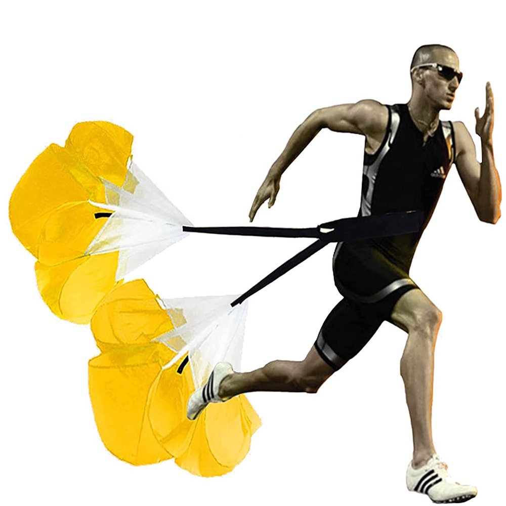 Resistance Parachute 57in Speed Parachute, Running Parachute Resistance Trainer,for Improving Speed/Stamina/Strength,with Adjustable Belt(Color:Yellow)