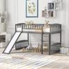 XIONGGG Twin Size Loft Bed for Kids, Solid Wood Loft Bed Frame with Convertible Slide and Ladder/Safety Guardrails, Space Saving Design, No Box Spring Required (Gray + Wood) view 1