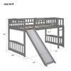 XIONGGG Twin Size Loft Bed for Kids, Solid Wood Loft Bed Frame with Convertible Slide and Ladder/Safety Guardrails, Space Saving Design, No Box Spring Required (Gray + Wood) view 2