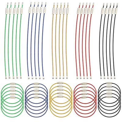 LEEFONE 50 PCS 5.9" Steel Wire Keychain, Colored Nylon Coated Stainless Steel Metal Wire Keychains, 1.5 mm Key Rings Loops for Hanging Luggage Tags, Keys and ID Tag Keepers