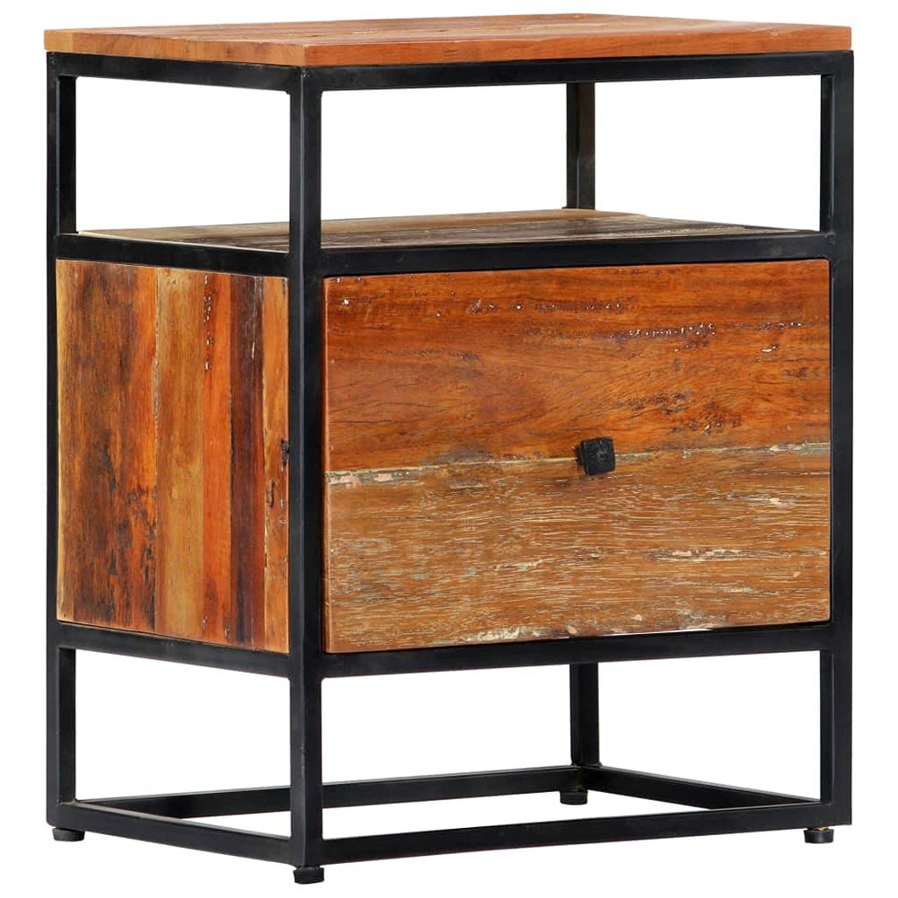 YITHOPI Nightstand Side Table End Table Bedside Tables for Living Room/Bedroom/Nursery Room/Laundry Room/Study Room, Bedside Cabinet 15.8"x11.8"x19.7" Solid Reclaimed Wood and Steel