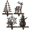 WeddPtyFr Black Christmas Stocking Holders for Mantel Set of 4 Stocking Hooks for Fireplace Mantel Hangers for Stocking Metal Stocking Holder for Christmas Decoration Hanging Hanger Clips view 1