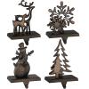 WeddPtyFr Black Christmas Stocking Holders for Mantel Set of 4 Stocking Hooks for Fireplace Mantel Hangers for Stocking Metal Stocking Holder for Christmas Decoration Hanging Hanger Clips view 4
