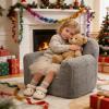 ALIMORDEN Kids Ultra-Soft Snuggle Foam Filled Chair, Toddler Cuddly Sherpa Reading Couch for Boys and Girls, Grey view 2