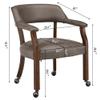 MODERION Modern Brown Solid Wood Boss Caption's Dining Chairs, Office Desk Chairs with Wheels, Arms, and High Back, 31.5H for Living Room Retro SY1533DK view 3