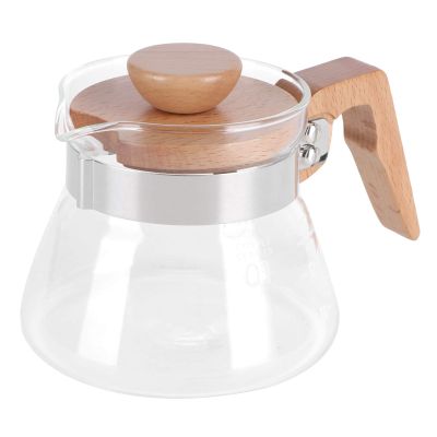 400ml Coffee Carafe, 3-Cup Coffee Server with Wood Handle Glass Coffee Pot for Kitchen Accessory