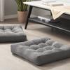 Meditation Floor Pillow Set of 2, Square Large Pillows Seating for Adults, Tufted Corduroy Cushion for Reading Nook, Classroom and Living Room, Grey, 22x22 Inch view 1