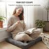 Meditation Floor Pillow Set of 2, Square Large Pillows Seating for Adults, Tufted Corduroy Cushion for Reading Nook, Classroom and Living Room, Grey, 22x22 Inch view 2