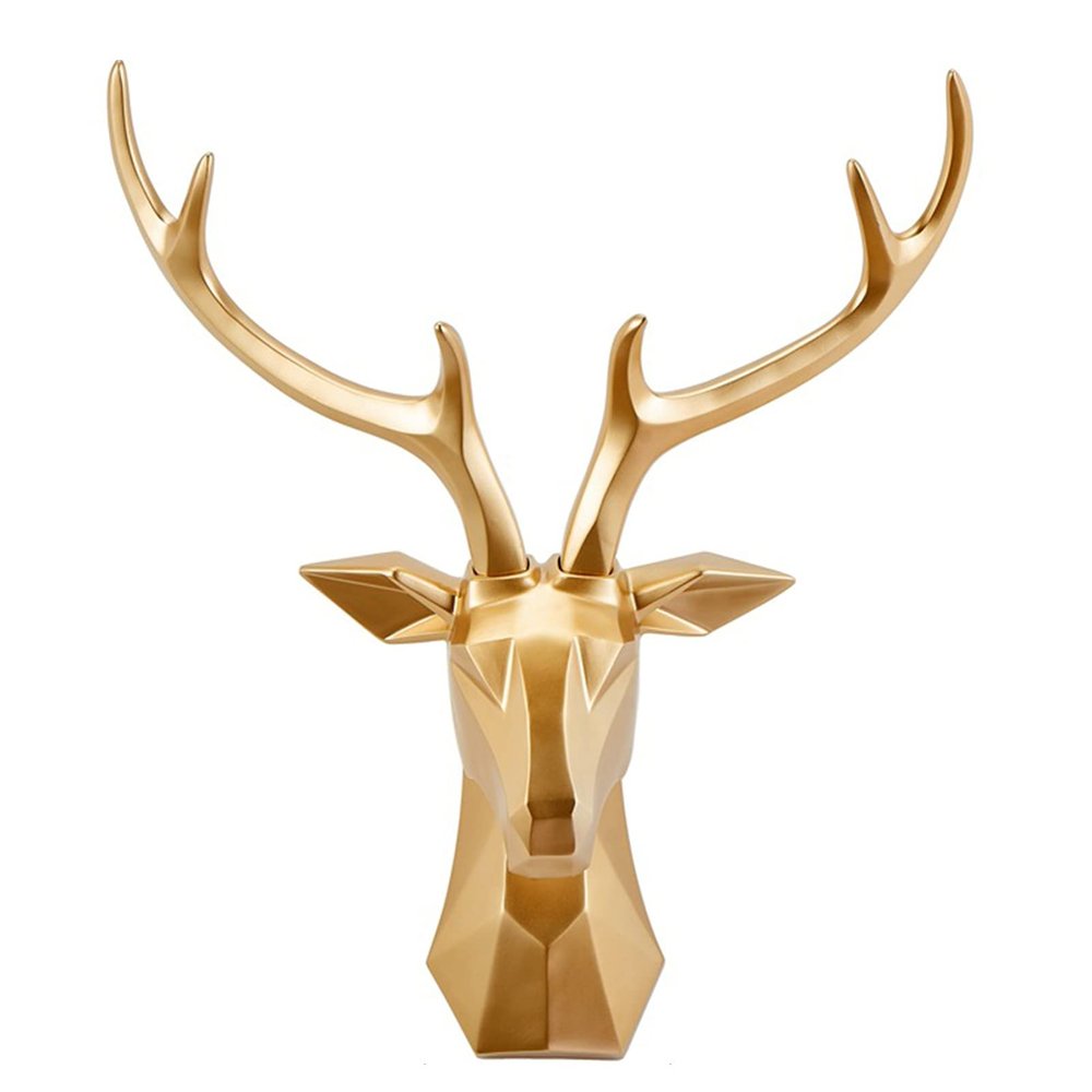 Animal Head Wall Decor, Deer Head Antler Wall Mount,Large Wall Hanging Faux Taxidermy Artificial Deer Head Art,Home Accessories Statues Sculptures for Wall Decoration