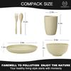 Homienly Wheat Straw Dinnerware Sets, 20pcs Lightweight Unbreakable Dinnerware, Microwave Dishwasher Safe Bowls Cups Forks Spoons set,Perfect for Camping Outdoor, Beige view 2