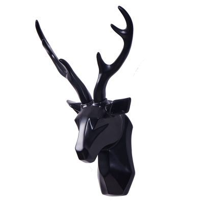 Animal Head Wall Decor, Deer Head Antler Wall Mount,Large Wall Hanging Faux Taxidermy Artificial Deer Head Art,Home Accessories Statues Sculptures for Wall Decoration