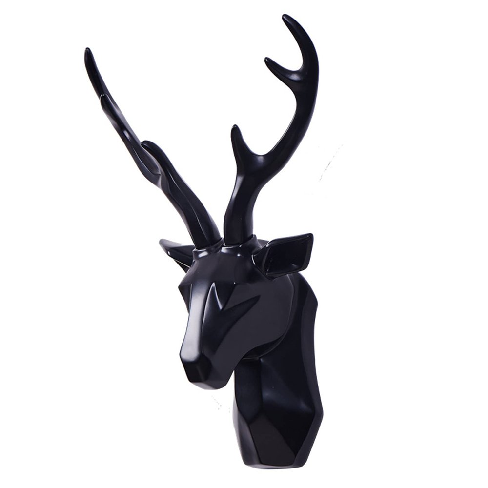 Animal Head Wall Decor, Deer Head Antler Wall Mount,Large Wall Hanging Faux Taxidermy Artificial Deer Head Art,Home Accessories Statues Sculptures for Wall Decoration