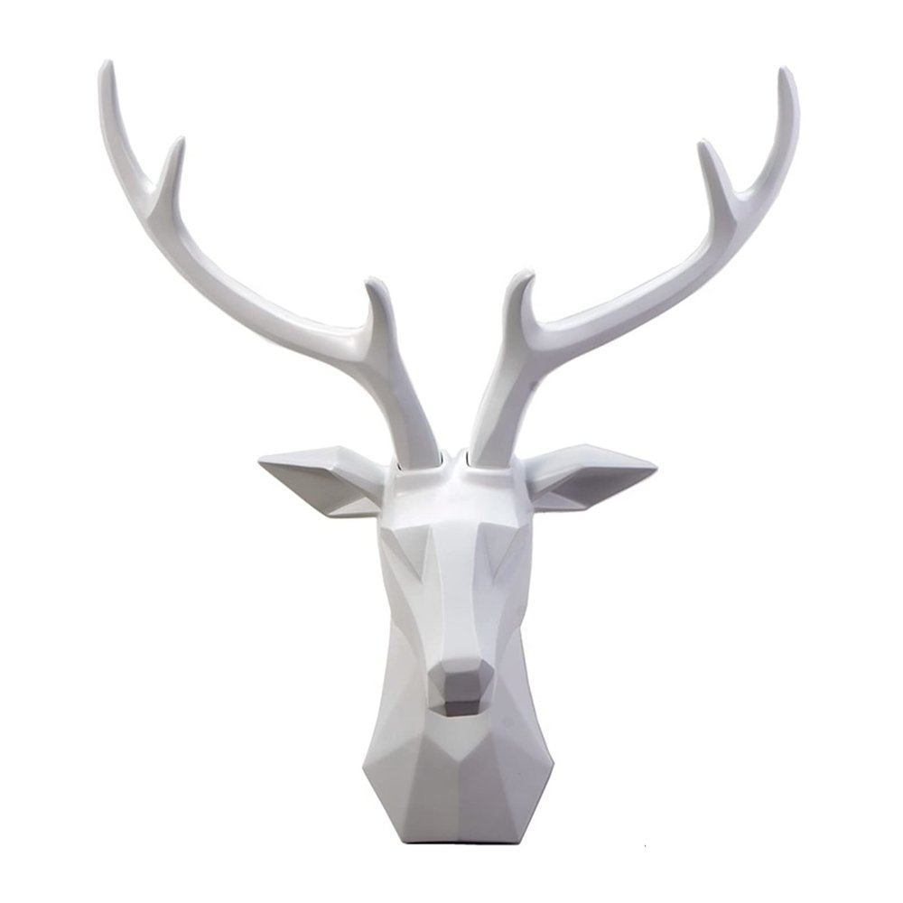 Animal Head Wall Decor, Deer Head Antler Wall Mount,Large Wall Hanging Faux Taxidermy Artificial Deer Head Art,Home Accessories Statues Sculptures for Wall Decoration