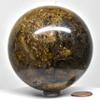 78mm Stromatolite Sphere Black Bronze Color Natural Mineral Ball Sparkling Algae Fossil Crystal Polished Stone - Peru + Stand view 1