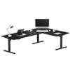 Progressive Desk Electric Stand Up Height Adjustable Standing Desk - Large 90" x 60" L Shaped Corner Rising Computer Workstation Table - Ebony Oak, Black Frame view 1