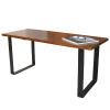 Carolina Chair & Table Sutton Rectangular Bench - Elegant Four Step Chestnut Finish Wood Top with Hand Forged Powder Coated Metal Base, Modern Bench  Mid-Century Furniture for Dining, Entryway Decor view 1