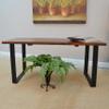 Carolina Chair & Table Sutton Rectangular Bench - Elegant Four Step Chestnut Finish Wood Top with Hand Forged Powder Coated Metal Base, Modern Bench  Mid-Century Furniture for Dining, Entryway Decor view 4