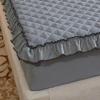 CFYCYHDZHT Breathable Lux Bed Sets Quilted Thick Lace Ruffled Mattress Topper, Adult Bedroom Solid Color Fitted Sheets for Single Double King Size Bed Red 120200cm view 2