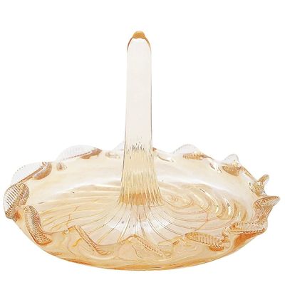 Home and Holiday Shops Yellow Swirl with Skirting Egyptian Glass Ring Holder Made in Egypt