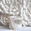 Ivory Flower Girl Basket & Ring Bearer Pillow Set, Ivory Wedding Basket, Ivory Ring Pillow, Flower Girl Gift, Proposal, Wedding Ring Pillow (2 Baskets) view 4