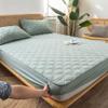 CFYCYHDZHT Cozy T-Shirt Soft Thick Cotton Quilted Mattress Protection Cover, Bedroom Hotel Non Slip Solid Color Bed Sheets are Single Double Beds Green 180cmx220cm view 1