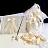 Flower Girl Basket Ivory Ring Bearer Pillow, Flower Girl Gift, Wedding Ring Pillow Ivory Wedding Pillow, Flower Girl Set, Flower Basket (Gold, 1 Pill 1 Bask Guest B_Pen) view 2