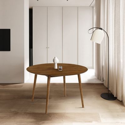 Armen Living Arcadia 48" Round Dining Table in Walnut Wood