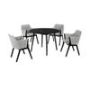 Armen Living Arcadia and Renzo 5 Piece Dining Set, 42" Round, Grey/Black Wood view 2