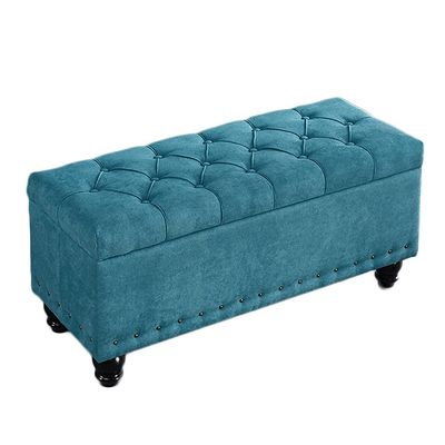 Storage Ottoman Entryway Bench Foldable Storage Boxes Footrest Step Stool, Padded Seat for Dorm Living Room, Support 400kg FootRest Stool Seat Rest Stool (Color : Lake Blue, Size : 100X40X45cm)
