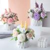 KIRIFLY Fake Artificial Flowers in Vase Faux Peony Silk Hydrangea Flower Centerpieces Dcor for Wedding Table Decoration(White in Ceramic) view 3