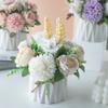 KIRIFLY Fake Artificial Flowers in Vase Faux Peony Silk Hydrangea Flower Centerpieces Dcor for Wedding Table Decoration(White in Ceramic) view 4