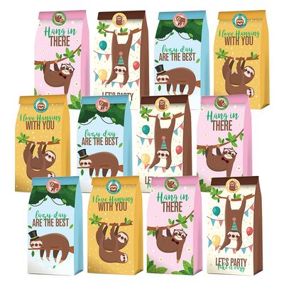 24 Pack Sloth Party Favor Bags - Jungle Animal Sloth Birthday Party Supplies for Kids, Sloth Treat Goodie Bags Cute Animal Candy Gift Bag for Sloth Party Favors and Theme Birthday Party Decorations