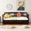 Bellemave Twin Size Daybed, Twin Daybed with Trundle Bed, Twin Wood Daybed Frame with a Trundle for Kids Boys Girls Teens Adults, No Box Spring Needed, Espresso view 3